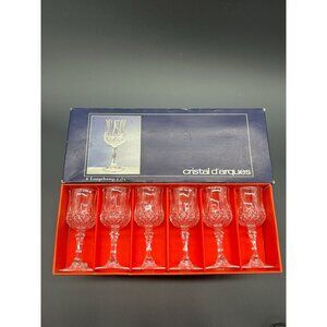 6 D'Arques Longchamp lead crystal glasses cordial liqueur stemware wine cut stem